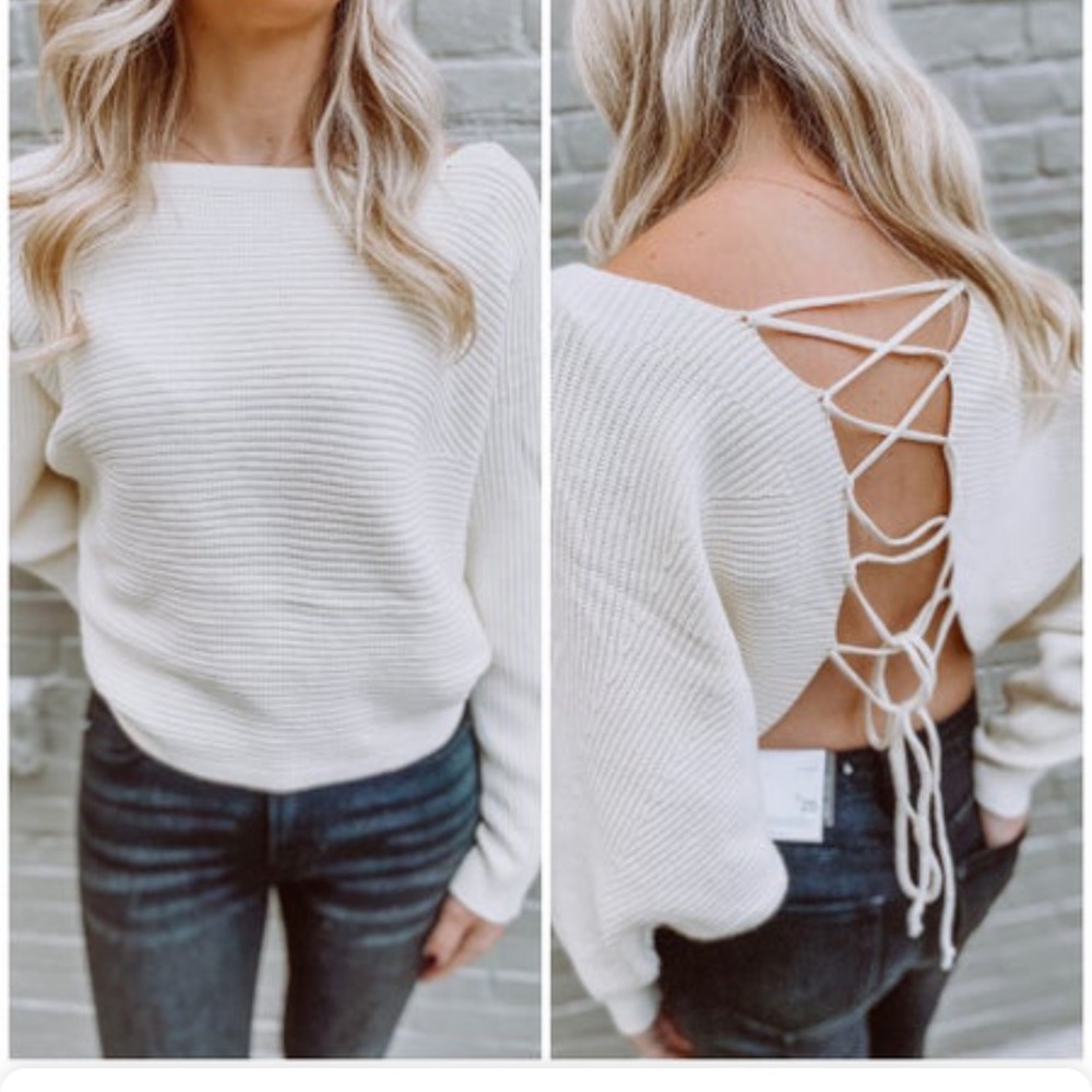 Boutique cream open back sweater